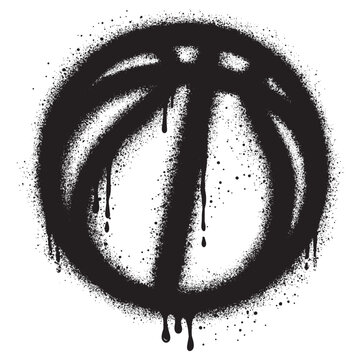 Spray Painted Graffiti basketball icon  Sprayed isolated with a white background.