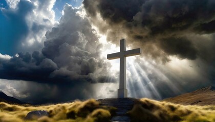 Cross Shining Through Stormy Darkness