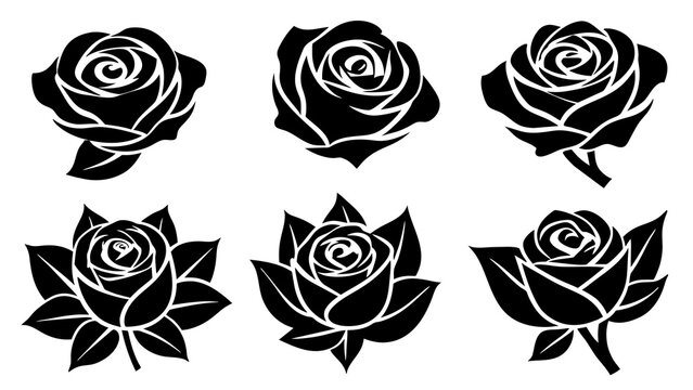 black and white rose icons