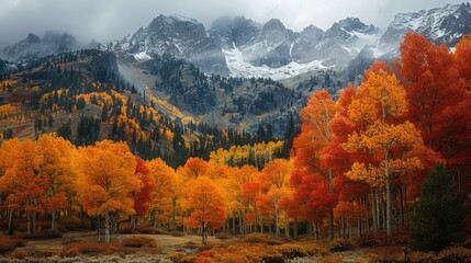 A tapestry of colors adorned the slopes, as autumn's embrace painted the foliage in shades of crimson and gold.