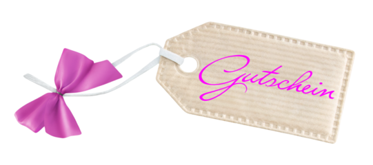 Dekoration mit Gutschein, Label und Schleife   Hintergrund transparent PNG cut out