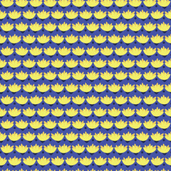 Colorful and bright spring tulips seamless pattern. Yellow flowers on blue background. - 781372476