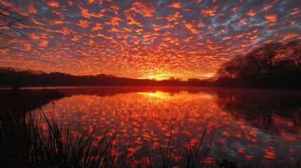 With each passing moment, the sky ignited with the promise of a new day. - obrazy, fototapety, plakaty