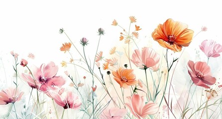 poppy flowers background - obrazy, fototapety, plakaty
