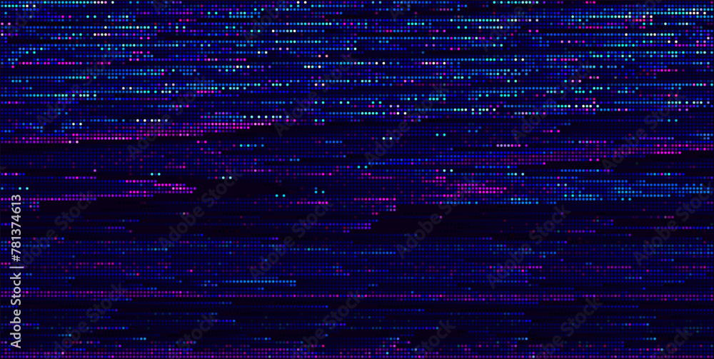 Aufkleber Colorful Glitch Screen Effect Background. Abstract Digital Pixel Dots Noise Glitch Error. Overlay Texture Pixel Sorting Effect Illustration. Modern Sci-Fi Game Vector Background.