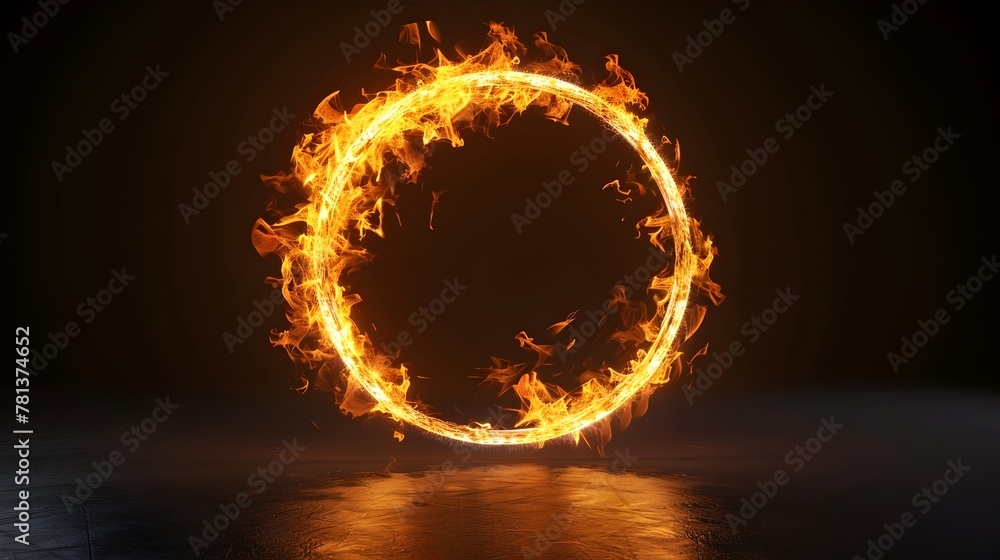 Poster mesmerizing ethereal 3d render of glowing fiery ring symbolizing infinite power and energy