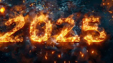 Foto op Canvas Fiery Numerals Illuminating the Future in 2025 © pkproject