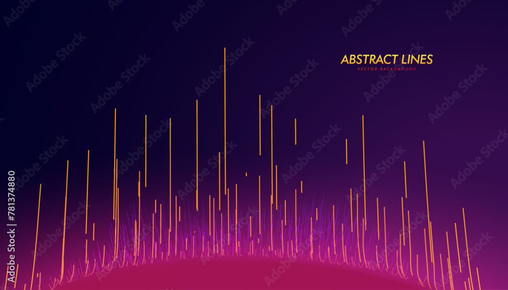 Aufkleber Abstract Flowing Lines. Speed Lines Lights Graphics. Futuristic Linear Backdrop Planet Atmosphere HUD Design Concept. Technology, Big Data, Science Theme Template. Wide Wallpaper Vector Illustration.