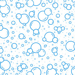 Vector seamless background with foam bubbles, symbol of carbonated drink, laundry, soap bubbles.