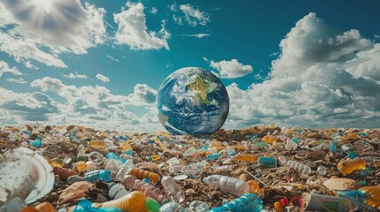 Confronting the Plastic Predicament: Planet vs. Plastics - Earth Day - obrazy, fototapety, plakaty