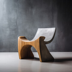 postmodern wooden chair, product photography, concrete background сreated with Generative Ai