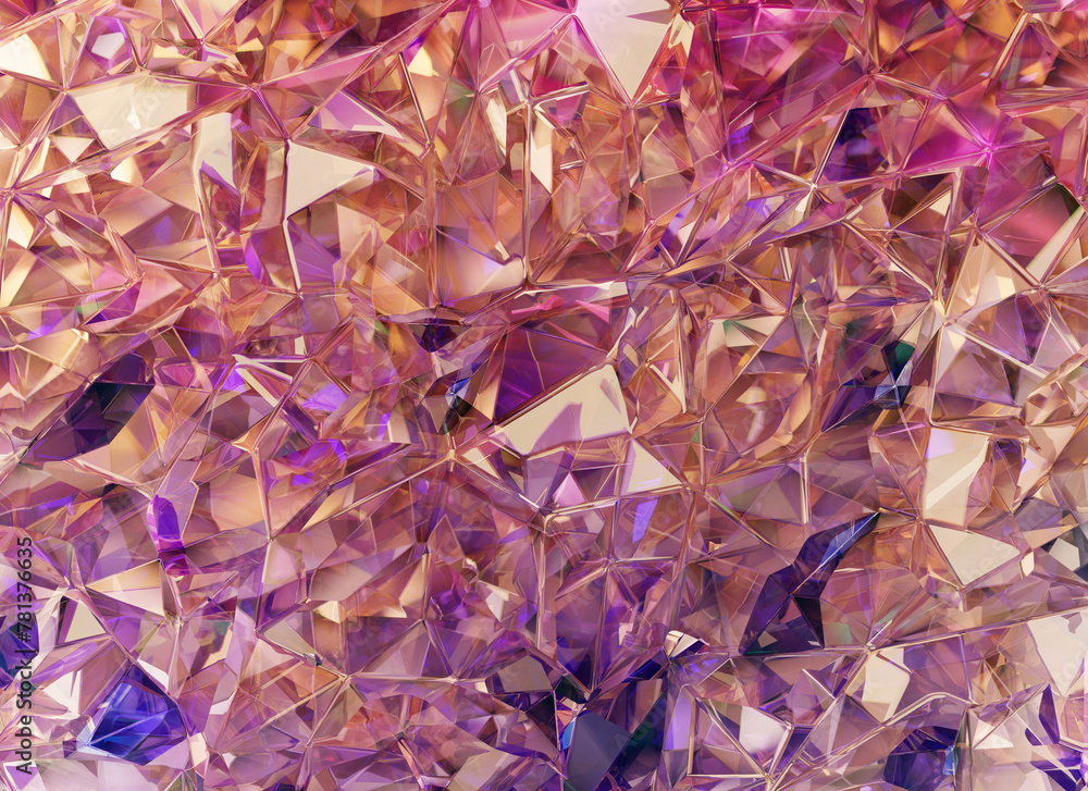 Poster luxury abstract realistic purple crystal texture reflection close up background 3d rendering
