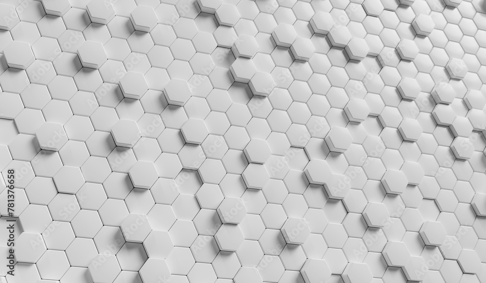 Poster abstract white hexagon array background 3d rendering