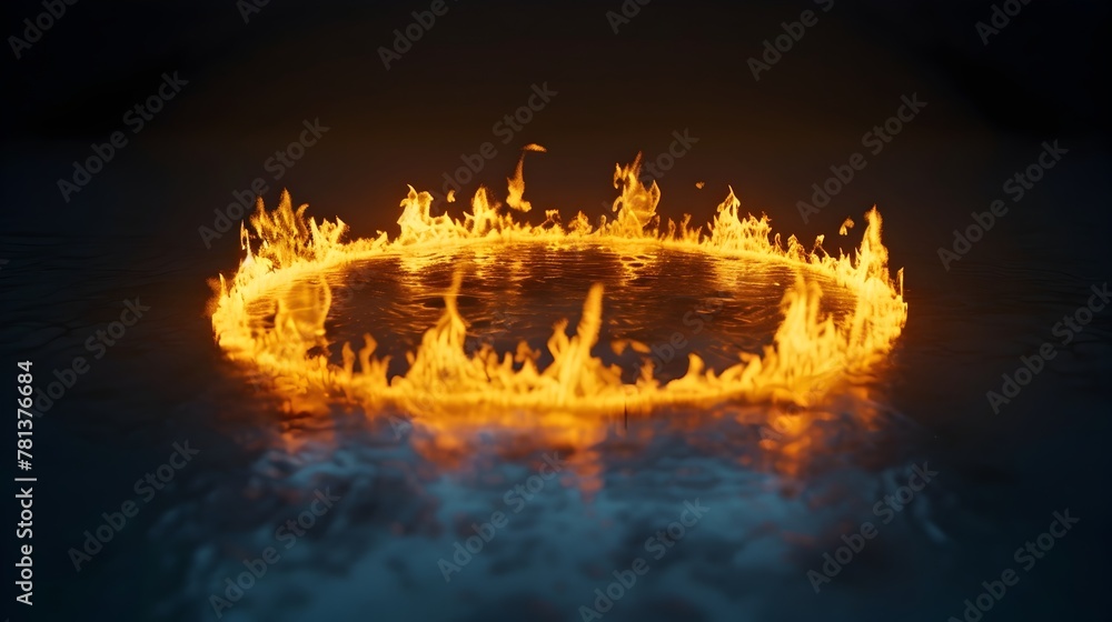 Poster captivating fiery reflection:an isolated luminous glow casting depth in the darkness