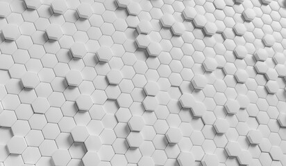 Abstract White hexagon array background 3d rendering