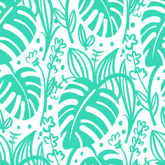 Monochrome  seamless pattern with flowers.  Vector - 781379405