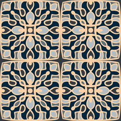 Seamless pattern with arabesques in retro style. Vector - 781379446