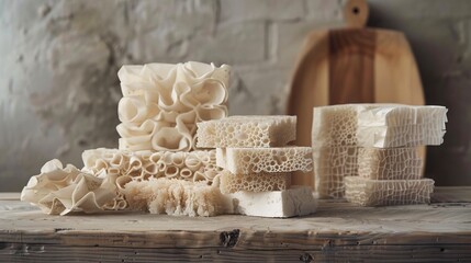 Biodegradable packaging material grown from mycelium, reducing waste and carbon footprint without sacrificing strength