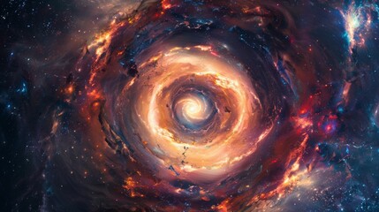 Spinning galaxy amidst the cosmic clouds in space - obrazy, fototapety, plakaty