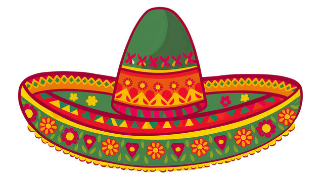 Cinco De Mayo hat, Mexican sombrero hat, PNG, transparent background, Generative ai