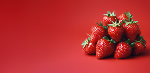 Strawberries on a red background