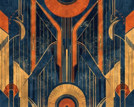 Vintage poster design with an art deco theme