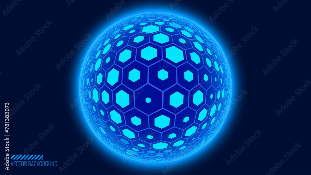 Aufkleber geometric dome shield on a dark background. futuristic glowing protection 3d sphere. technology styl