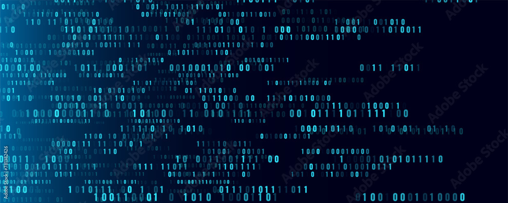 Fototapete Abstract Binary Software Programming Code Background. Random Parts of Program Code. Digital Data Technology Concept. Random Binary Data Matrix Wide Vector Illustration.