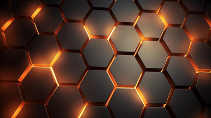 Hexagonal abstract metal background with light, photo shot