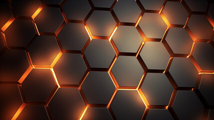 Obraz premium Hexagonal abstract metal background with light, photo shot