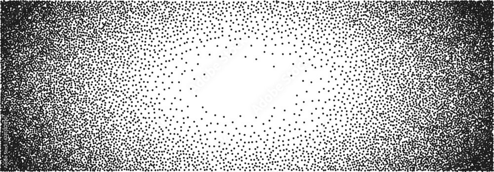Aufkleber Monochrome Halftone Raster Ellipse Gradient Banner with Space for Text. Abstract Geometric Vector Halftone Background.