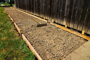 Wood forms installed and gravel bed in place now ready for re rod placement and concrete pour for new sidewalk.