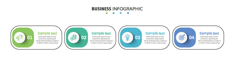 Business infographic design template with 4 options, steps or processes	 - obrazy, fototapety, plakaty
