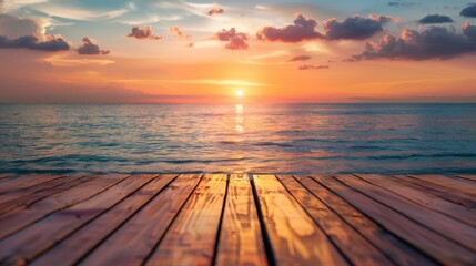 Fototapeta na wymiar Sun setting over a wooden pier