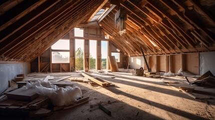Interior of a new house under construction, remodeling and renovation - obrazy, fototapety, plakaty