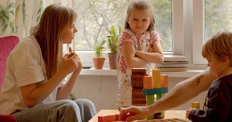 Childhood Challenges. Little girl and mother conflicts with parental values. Children questioning...