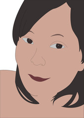 Minimalist Vector Portrait of Asian Female woman