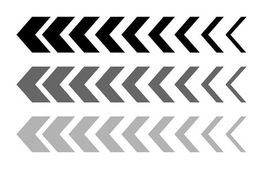 A set of black and gray arrows for business plans, presentations and training on a gray background. A collection of signs, symbols. Arrows indicating the direction of movement. Vector EPS 10.