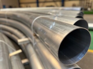 metal tubes in warehouse