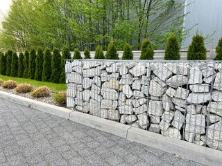 Fototapeta na wymiar modern stone retaining wall