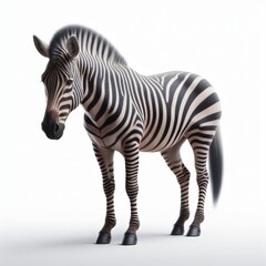 Image of isolated zebra against pure white background, ideal for presentations
