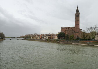 Adige river in Verona, Veneto, Italy