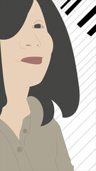 Minimalist Vector Portrait of Asian Female woman