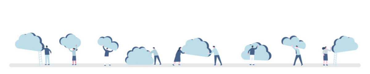 simple banner illustration of cloud computing concept	
