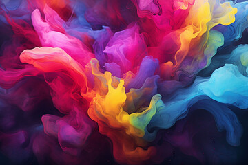 Colorful rainbow holi paint color powder explosion background. generated by AI - obrazy, fototapety, plakaty