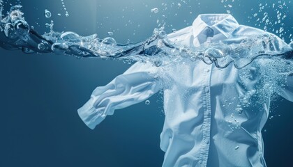 A shirt is being washed in a bathtub with water splashing all over it by AI generated image