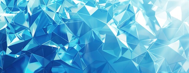 Dynamic blue crystal explosion, abstract 3D rendering of broken shapes creating a beautiful background