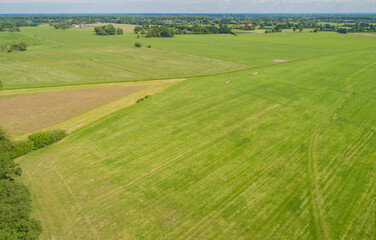 Drohnen Luftaufnahme von diverse Landwirtschaftliche Agrar Felder in Schleswig Holstein Deutschland