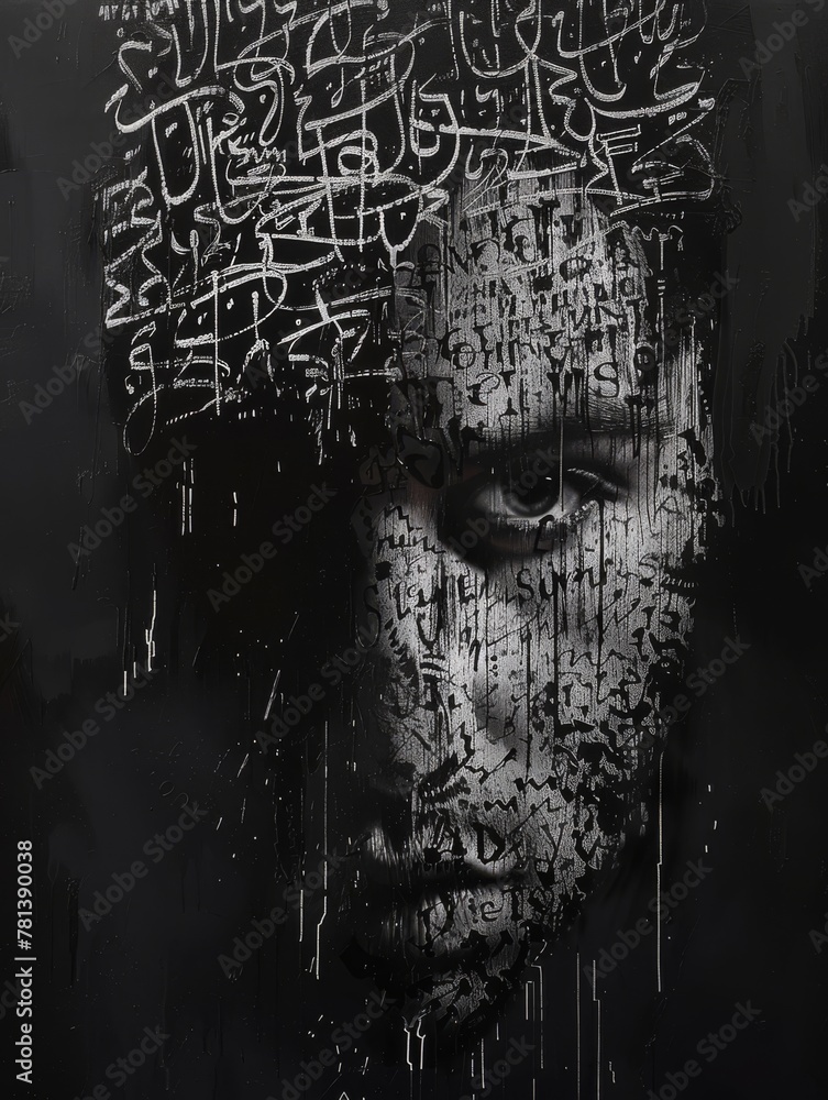 Aufkleber text art masterpiece: typography and calligraphy fusion in abstract creation