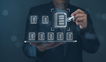 Document approval quality assurance Guarantee on Certificate Electronic signature Paperless workplace business internet sign agreement paper online on tablet management app using pencil digital write